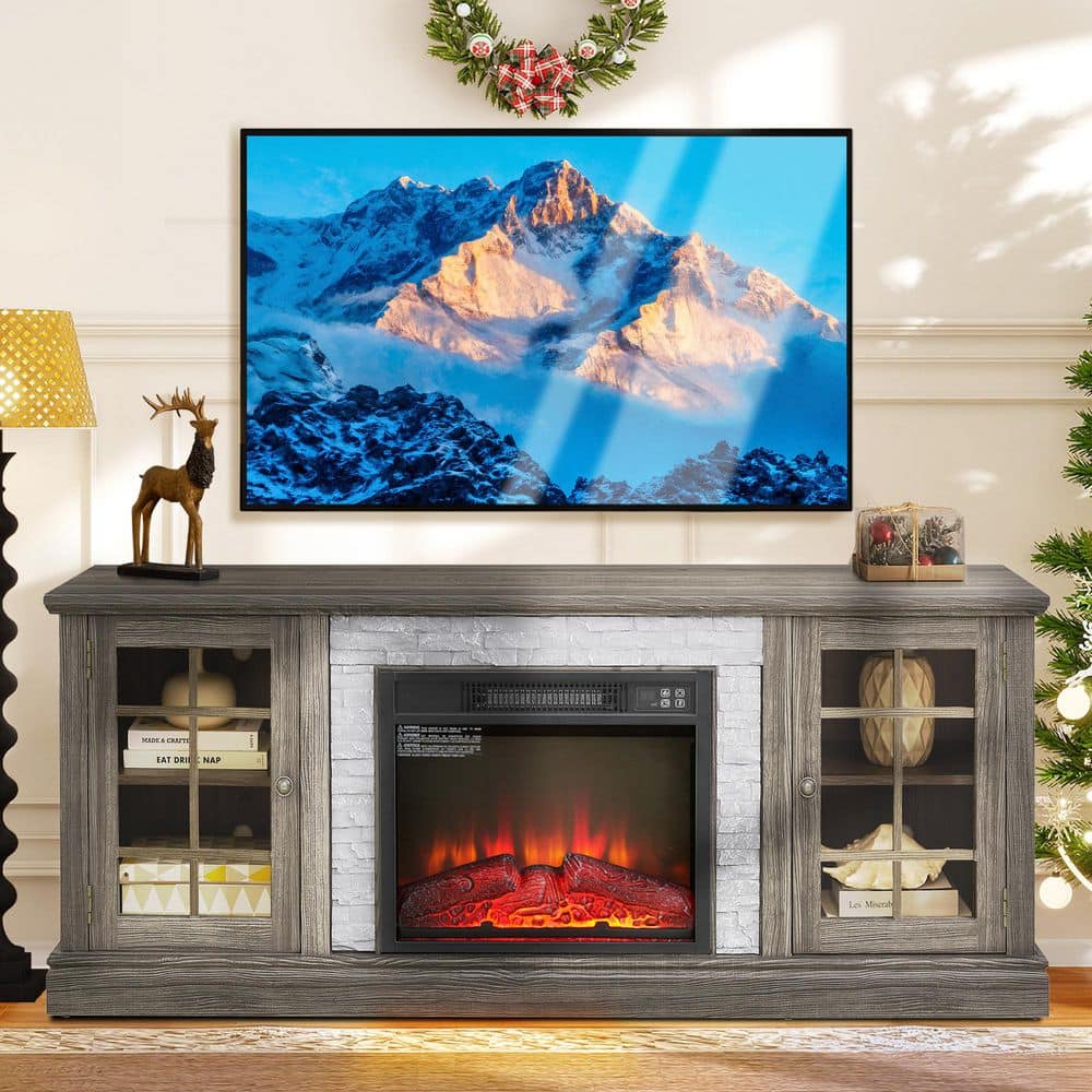 ToolCat 70 in. Freestanding TV Stand with Electric Fireplace