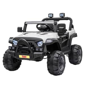 12-Volt Kids Ride On Truck Electric Car with Remote Control in White