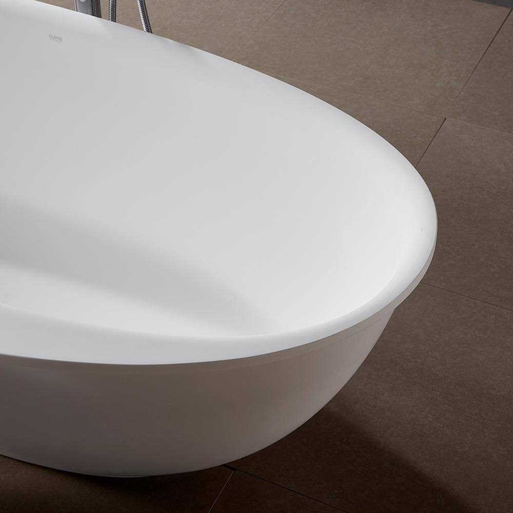 65'' White Fiberglass Freestanding Soaking Bathtub