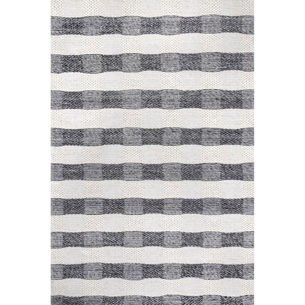 Sophie Striped Wool Gray 4 ft. x 6 ft. Indoor/Outdoor Patio Rug