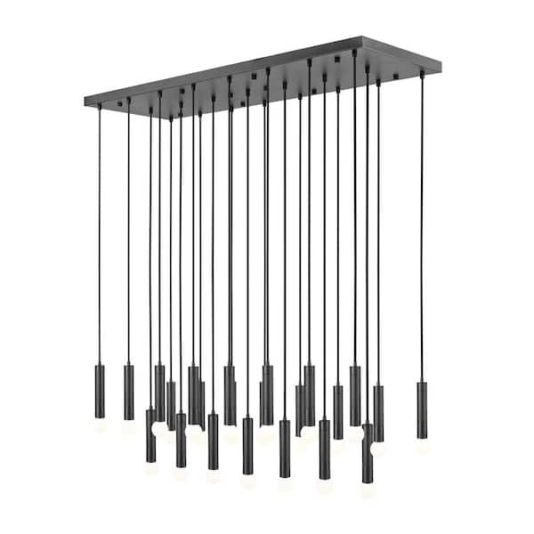 Stari 23 light Matte Black Chandelier for Indoor Use with No Bulbs Included