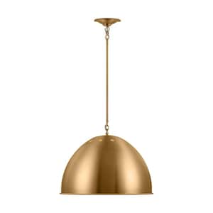Robbie 20.375 in. W x 16.375 in. H 1-Light Burnished Brass Transitional Extra Large Pendant Light with Steel Shade