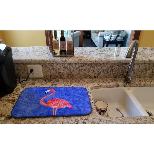 14 in. x 21 in. Multicolor Flamingo Dish Drying Mat