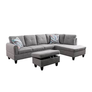 StarHomeLiving 25 in. W 3-piece Microfiber L Shaped Sectional Sofa in Gray