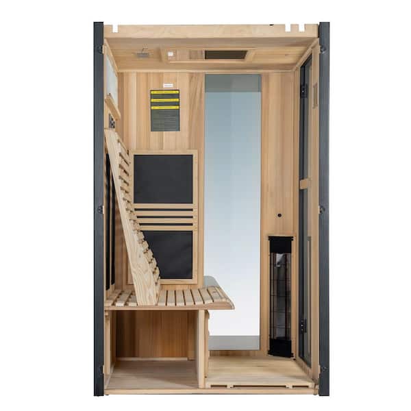 WOODBRIDGE 2-Person Indoor Japanese Cedar Infrared Sauna with Red