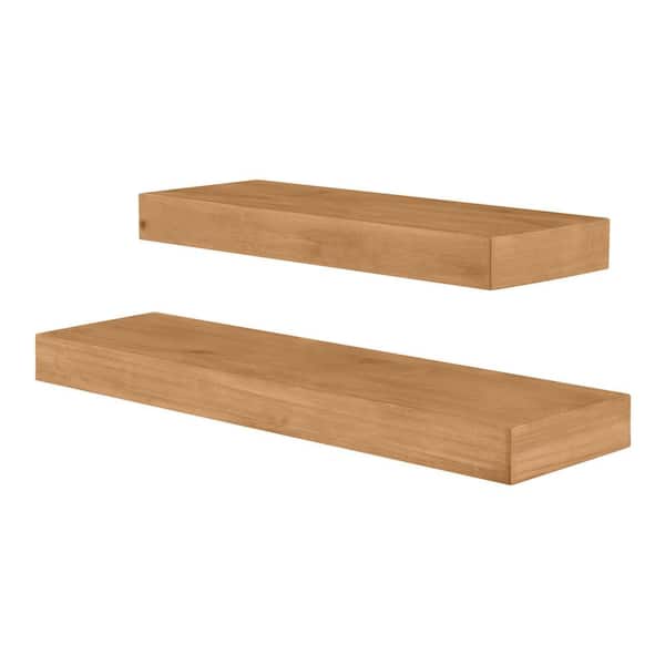 StyleWell Modern Wood Floating Wall Shelves Set of 2 26 in. W x 2 in. H 20 in. W x 2 in. H