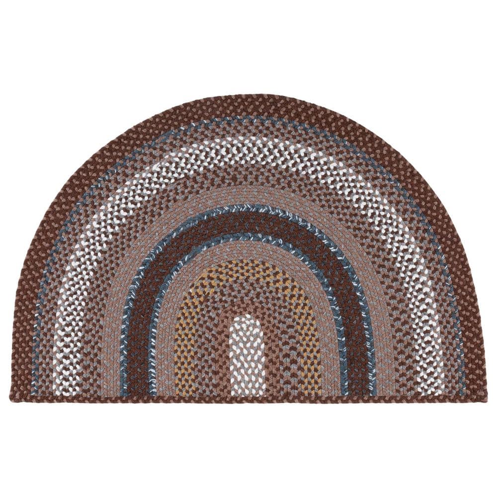 Braided Brown/Multi 3 ft. x 4 ft. Machine Washable Border Geometric Specialty Area Rug price history on PriceWatchPro