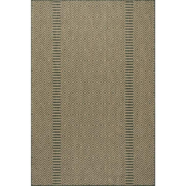 Kieran Striped Green 5 ft. x 8 ft. Outdoor Area Rug