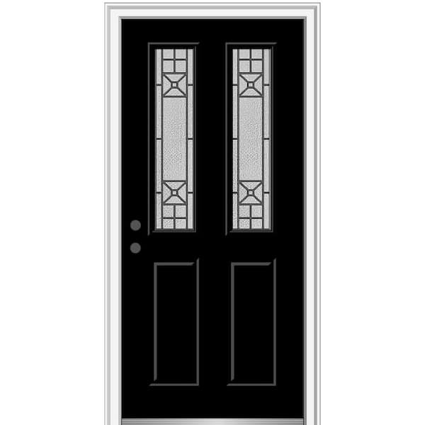 MMI DOOR 32 in. x 80 in. Courtyard Right-Hand 2-Lite Decorative Painted Fiberglass Smooth Prehung Front Door on 4-9/16 in. Frame
