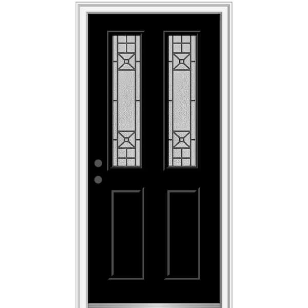 MMI Door 36 in. x 80 in. Courtyard Right-Hand 2-Lite Decorative Painted Fiberglass Smooth Prehung Front Door on 4-9/16 in. Frame