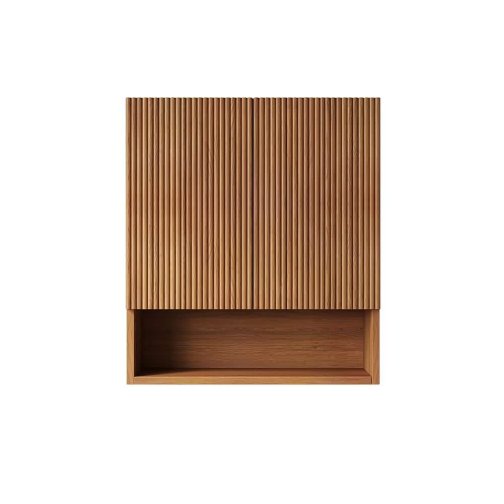 26 in. W x 8 in. D x 30 in. H Brown Oak Plywood Bathroom Storage Wall Cabinet with Shelf and Door in Brown price history on PriceWatchPro