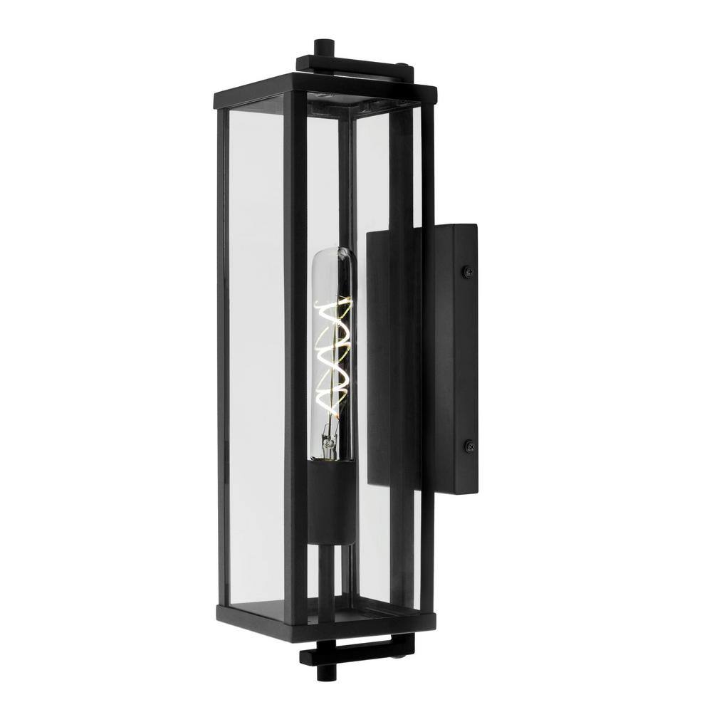 Meadow 18 in. Modern 1-Light Matte Black Hardwired Outdoor Large Rectangle Wall Lantern Sconce price history on PriceWatchPro