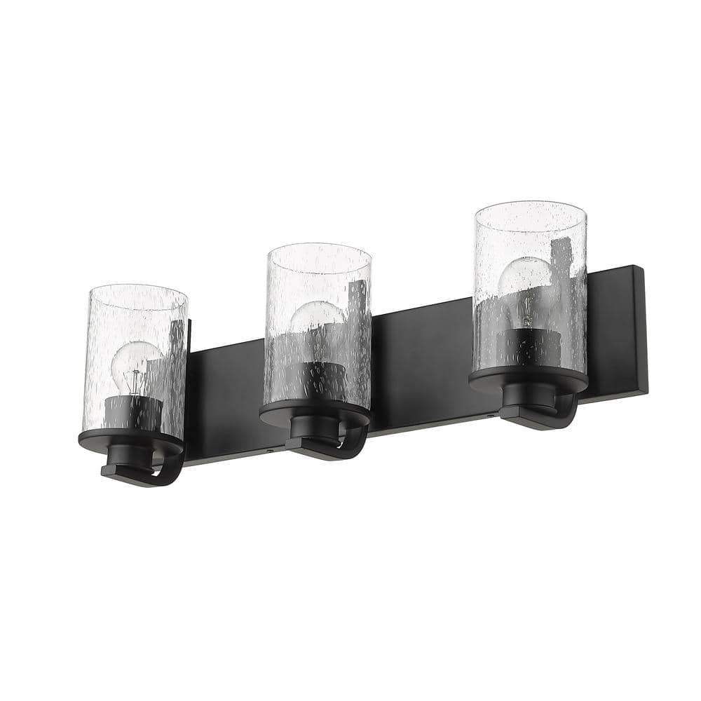 Matte Black Steel 3-Light Dimmable Vanity Fixture