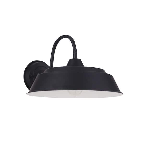 CRAFTMADE Landmark 7.5 in. Black Finish Outdoor Hardwired Wall Lantern Sconce w/ Shade, No Bulb Included