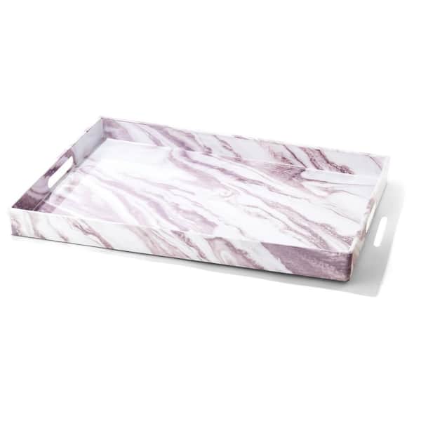 American Atelier Marble Finished White And Brown Serveware Serving Tray