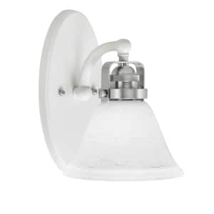 Decatur 1-Light White and Brushed Nickel Wall Sconce
