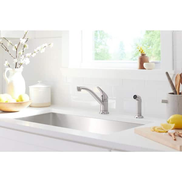 Jolt Single Handle Standard Kitchen Faucet with Pull Out Spray Wand in Vibrant Stainless