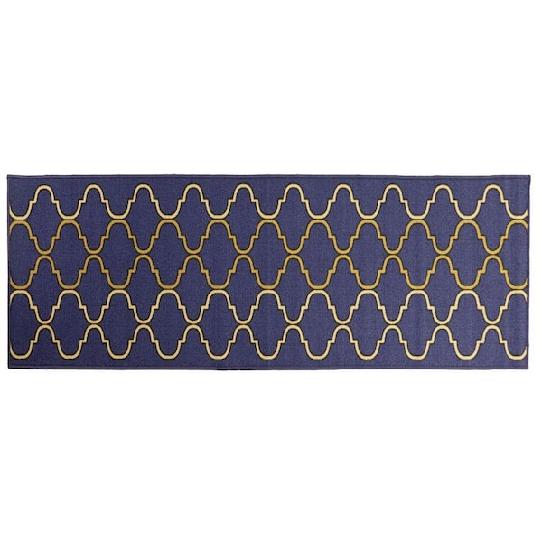 Trellis Design Navy 23 in. W x 84 in. L Stair Runner 13.42 sq. ft.