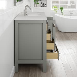 Hampton 36 in. Single Sink Gray Bath Vanity with White Carrara Quartz Top (Assembled)