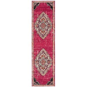 Monaco Pink/Multi 2 ft. x 8 ft. Border Runner Rug