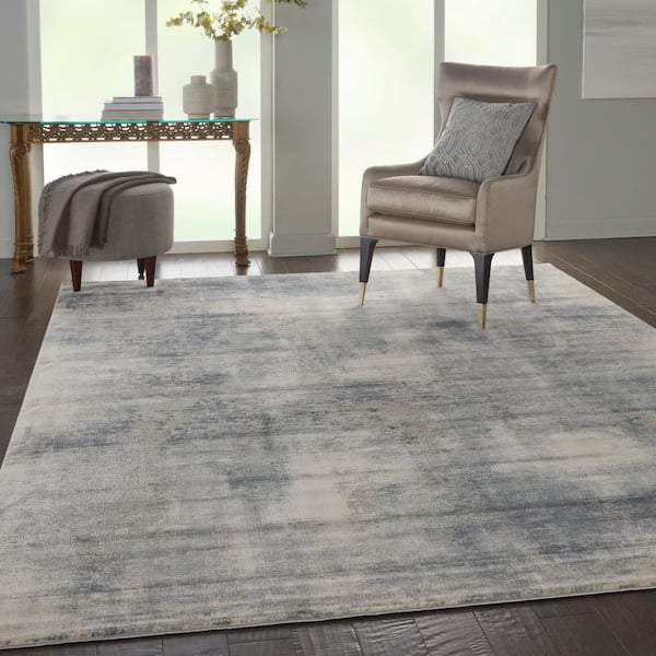 Nourison Area Blue/Ivory Textures Rustic Home - 476272 Abstract Depot 8 Rug x The ft. ft. Contemporary 11