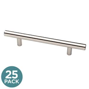 Solid Bar 5-1/16 in. (128 mm) Modern Cabinet Drawer Pulls in Stainless Steel (25-Pack)