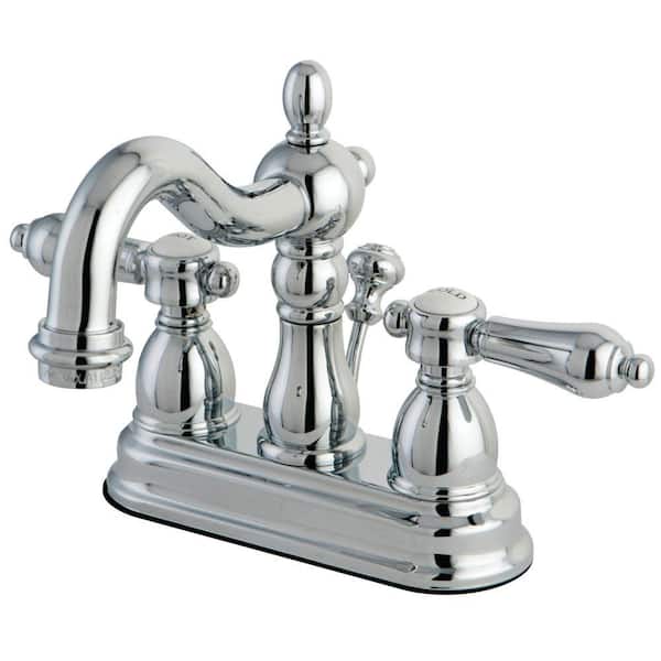 Kingston Brass Restoration 4 in. Centerset 2-Handle High-Arc Bathroom Faucet in Polished Chrome