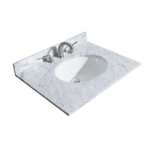 30 in. W x 22 in. D Marble Single Basin Vanity Top in White Carrara with White Basin