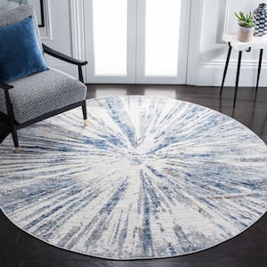 Amelia Gray/Blue 7 ft. x 7 ft. Distressed Abstract Round Area Rug