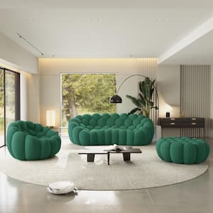 Bubble Couch, 98 in. Mesh Fabric Armless 3-Seater Curved Sofa Set