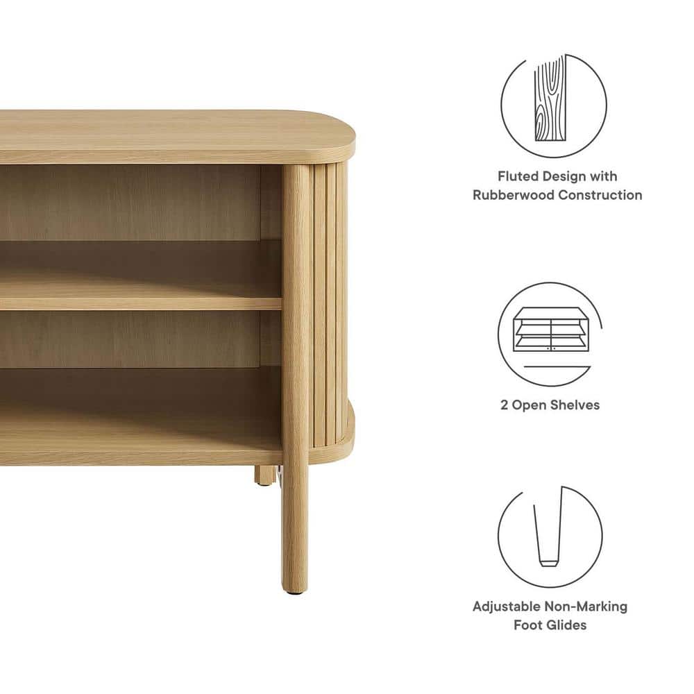 Cadence Oak Fluted Open Shelf Nightstand
