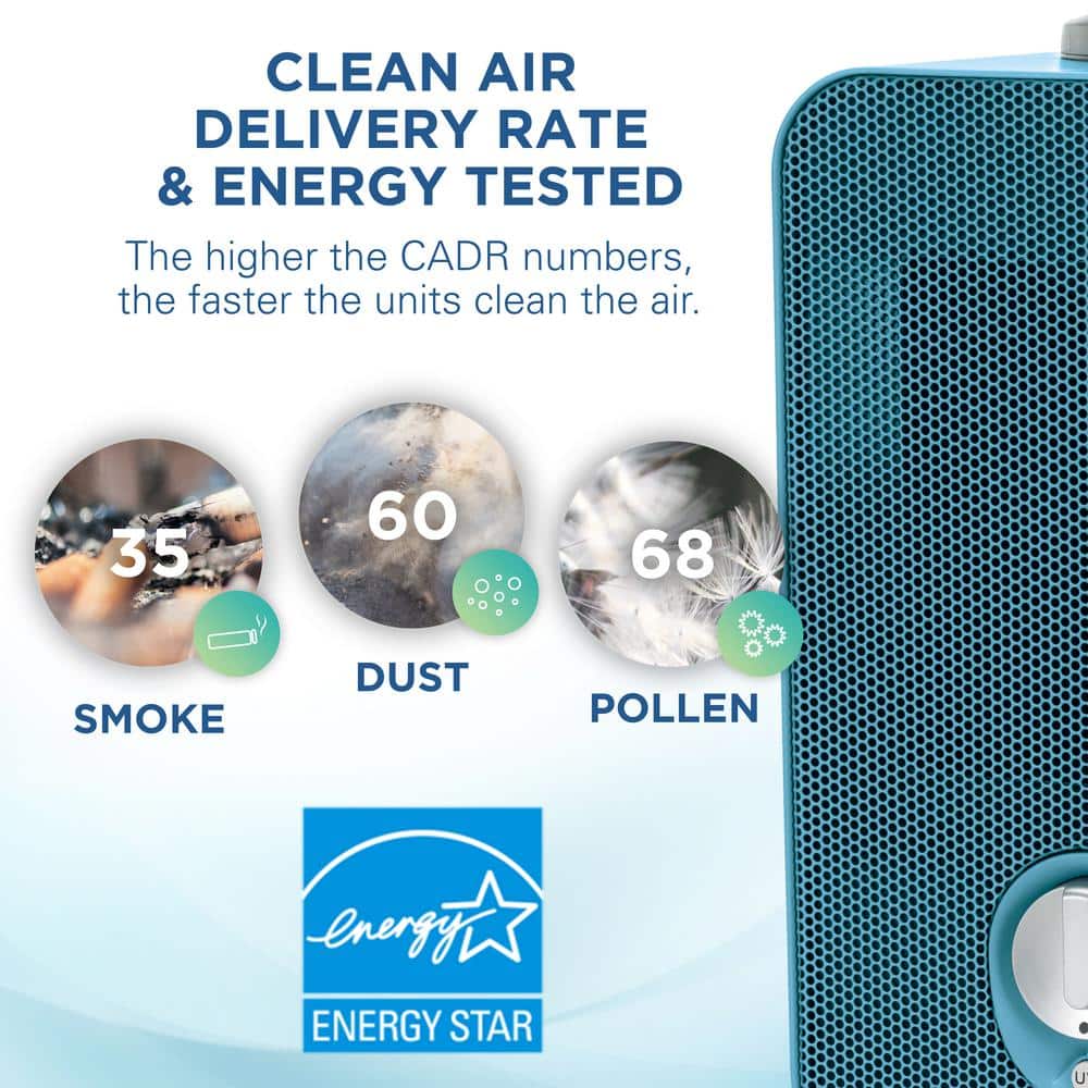 Blue Tabletop HEPA Air Purifier with Odor Absorbing Filter