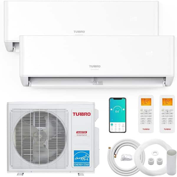 27,000 BTU Dual Zones 24 SEER2 Inverter Mini Split AC/Heating System, Ductless with Heat Pump, WiFi Enabled, (12K+12K)