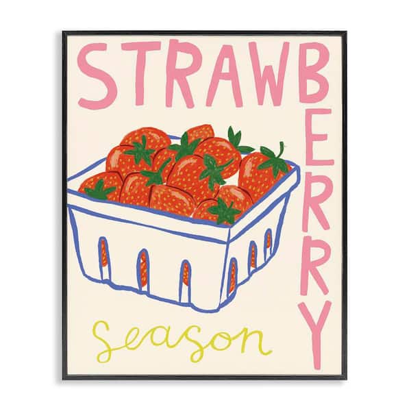 Stupell Industries Summer Strawberry Season by Lisa Barlow Black Framed Food Giclee Art Print 14 in. x 11 in.