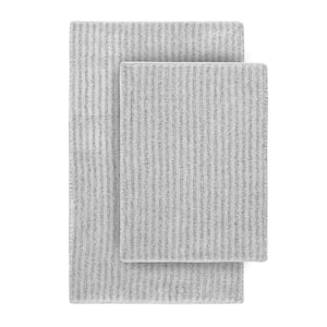 Sheridan Platinum Gray 21 in. x 34 in. Washable Bathroom 2-Piece Rug Set