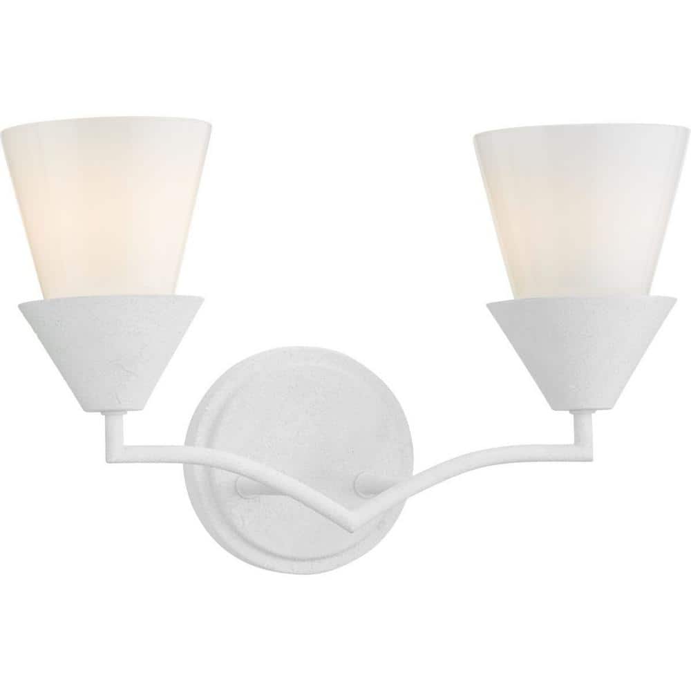 Pinellas White Plaster Dual Conical 2-Light Vanity Fixture