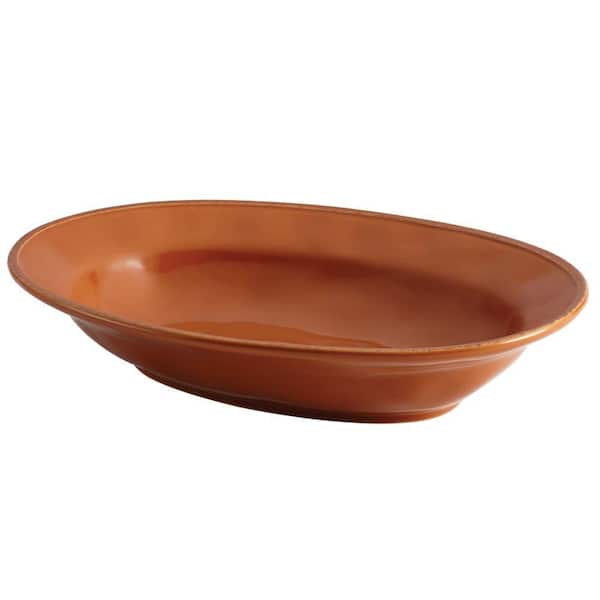 Rachael Ray Cucina Dinnerware 12 in. Stoneware Oval Serving Bowl in Pumpkin Orange