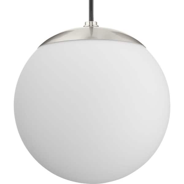 Progress Lighting Atwell Collection Brushed Nickel and Opal Glass Globe Small Hanging Pendant Light