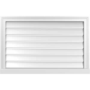 34 in. x 22 in. Vertical Surface Mount PVC Gable Vent: Functional with Brickmould Sill Frame