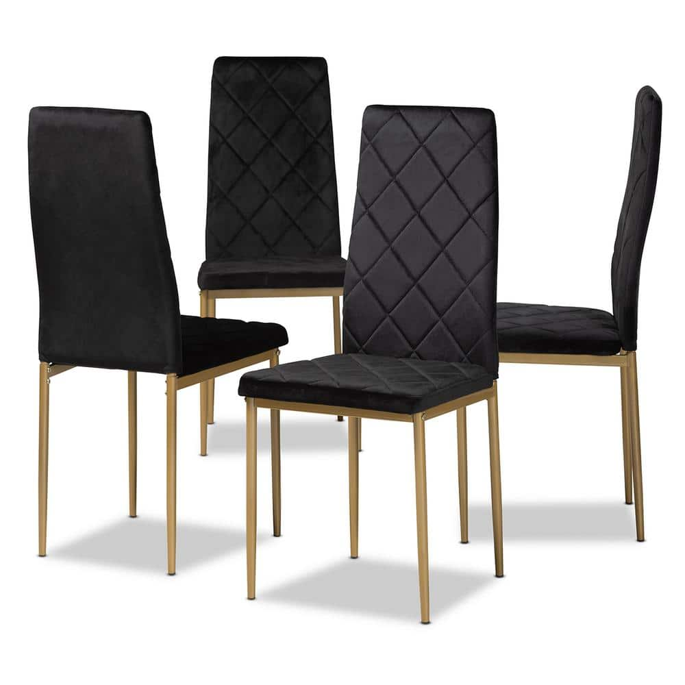 Baxton Studio Blaise Black and Gold Dining Chair (Set of 4) 194-11776 ...