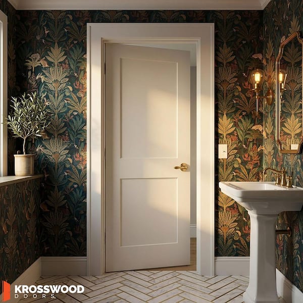 Krosswood Doors 32in.x80in. Shaker 2-Panel Left-Hand Primed Solid