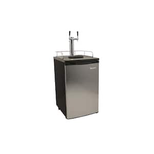 Twin Tap 20 in. Full Size Beer Keg Dispenser with Low Temperature Settings in Stainless Steel