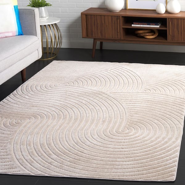 Selena 9 ft. x 12 ft. Beige Geometric Swirl Area Rug
