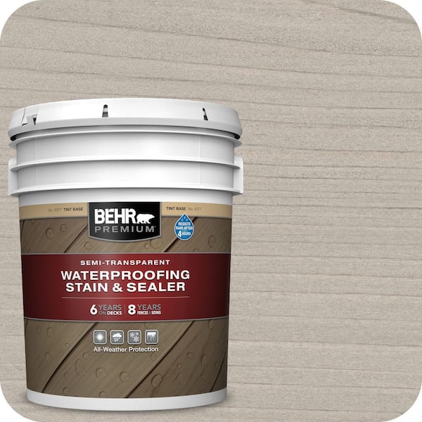 BEHR PREMIUM 5 gal. #ST-210 Ultra Pure White Semi-Transparent Waterproofing Exterior Wood Stain and Sealer