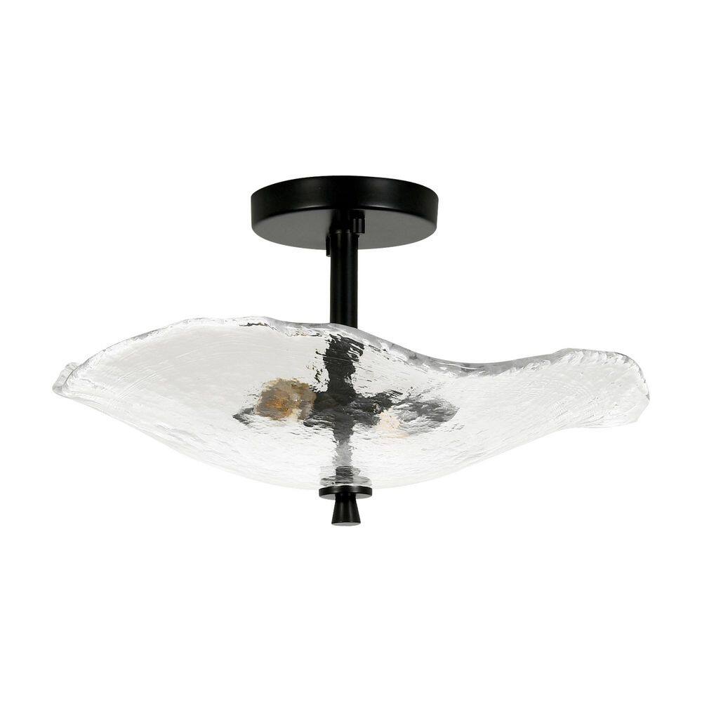 Modern 16.5 in. Farmhouse Bowl Matte Black Semi-Flush Mount Light for Bedroom with Clear Glass Shade price history on PriceWatchPro