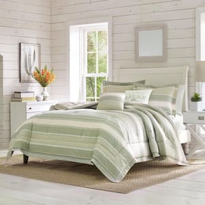 Serenity 5-Piece Green Striped Cotton King Comforter Set