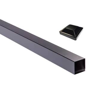 4 in. x 4 in. x 124 in. Black Aluminum Fence Post Includes Post Cap