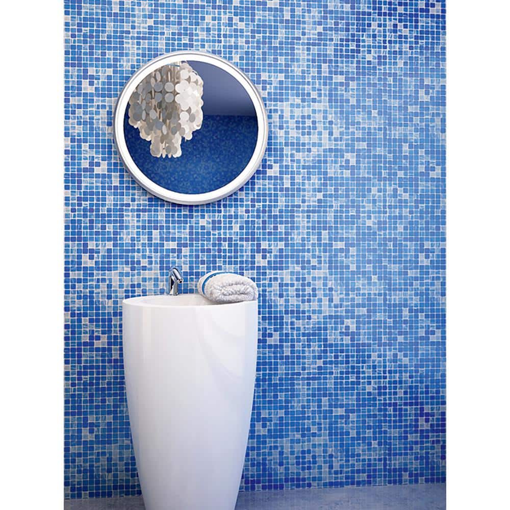 Olympic Blue Glass Mosaic Wall and Floor Tile