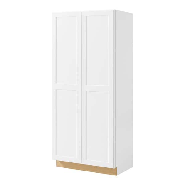 Avondale 36 in. W x 84 in. H x 24 in. D Ready To Assemble Plywood Shaker Wide Pantry Cabinet in Alpine White