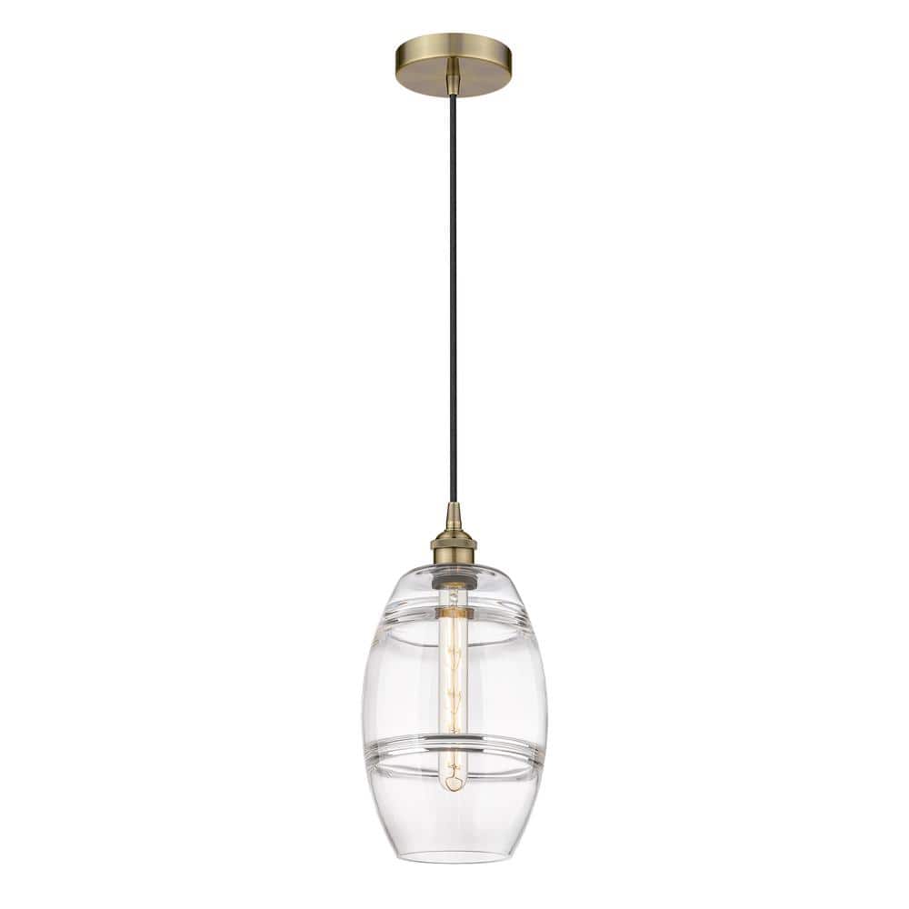 Vaz 100-Watt 1-Light Antique Brass Standard Mini Pendant Light with Clear Glass Shade, No Bulbs Included price history on PriceWatchPro